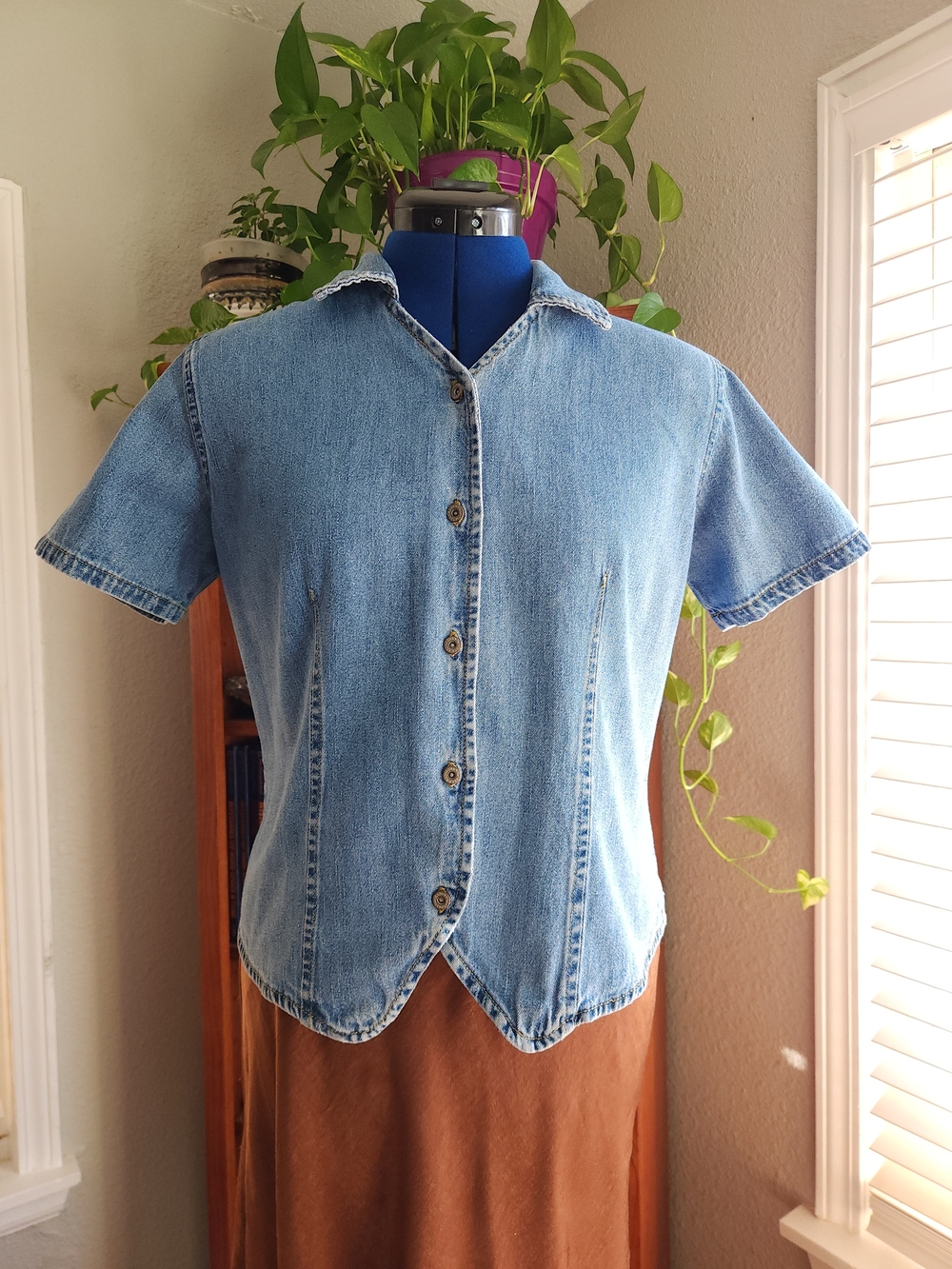 Bill Blass Vintage 90s Denim Button-Up Shirt Size S